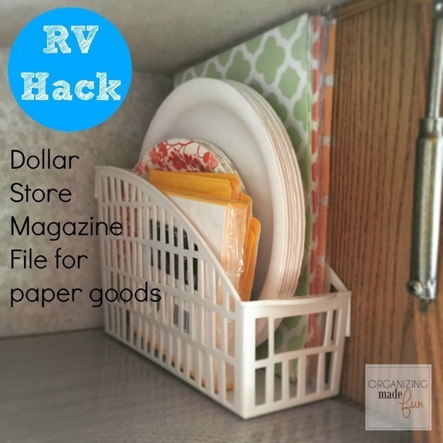 Use magazine to store napkins and paper plates
