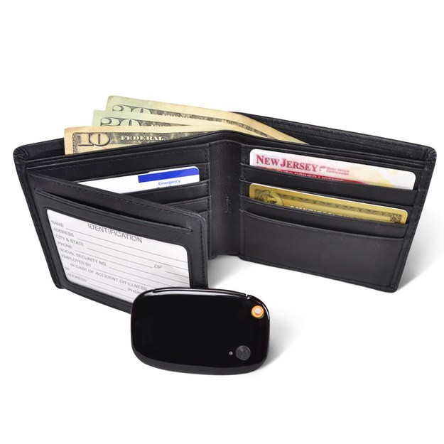 A wallet with GPS tracker. 