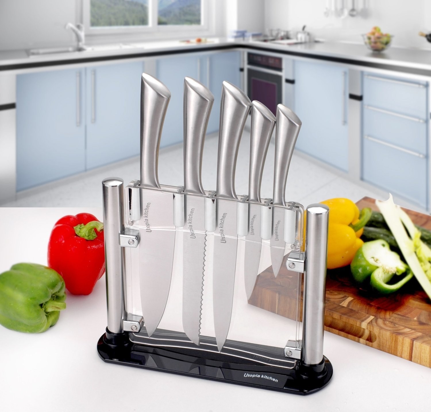 This set of amazing knifes with cool acrylic case - $23.91