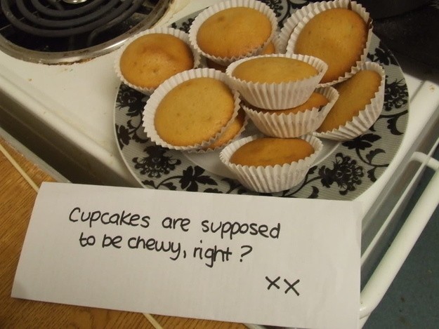 Yes, honey. Chewy cupcakes are the new trend. 